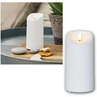 STAR TRADING LED-Kerze LED Außen-Kerze 3D-FLAMME 7,5x15cm Timer warmweiß, warmweiß