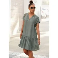 s.Oliver Blusenkleid mit Volant am Rock luftiges Tunikakleid, Sommerkleid,leichtes Strandkleid,Cover-up, Basic