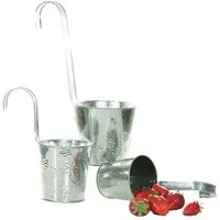 Geschenkestadl Blumentopf Set 4 Stück Pflanztopf Hängetopf Silber mit Blumenprägung