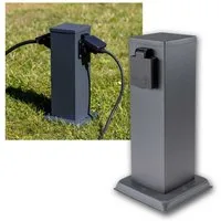 ChiliTec Steckdose Steckdosensäule TRIXX 2-fach, anthrazit, IP44