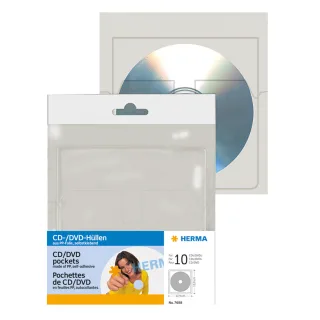 HERMA CD/DVD-Hülle | 7688 | Kapazität: 1 CD/DVD - durchsichtig (Packung mit 10)