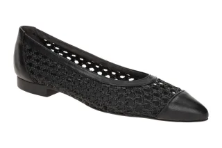 Paul Green Damen Ballerinas 1153-010 schwarz (black) Glattleder + Textil spit...