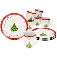 MamboCat Frühstücks-Geschirrset Weihnachtstraum 12tlg Frühstücksset Porzellan 6 Pers. Weihnachten, Porzellan