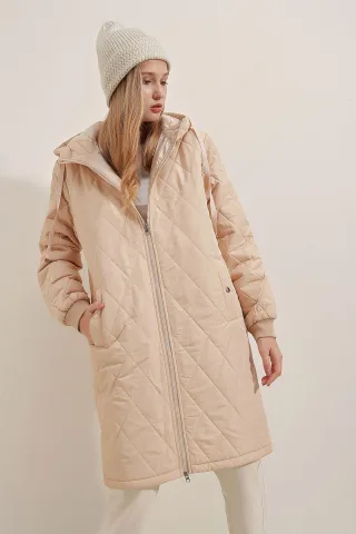 Hooded Oversized Lange Puffer-Daunenjacke