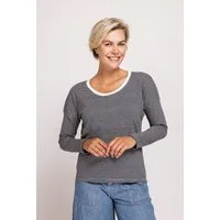 Zhrill Langarmshirt ZHRAHEL LS geringelte Optik, körpernahe Passform, hüftbedeckende Länge