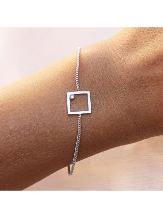 cai Armband 925 Sterling Silber rhodiniert Rechteck Zirkonia