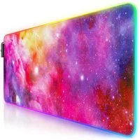 Titanwolf Gaming Mauspad RGB Mousepad 800 x 300 x 3 mm, LED Multi Color XL Tischunterlage, rutschfest, abwaschbar, Geschwindigkeit & Präzision, Farbige Galaxie