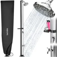 tectake Gartendusche Solardusche - 20 l Warmwasser im Freien (Freiluftdusche Tinto, 1 St., in Schwarz/Silber), Stufenlos einstellbare Mischbatterie
