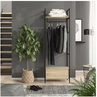 Vicco Kleiderschrank Enya, Holz/Schwarz, 60 x 180 cm mit Schublade (1-St)
