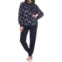 Normann Pyjama Kuschelig warmer Damen Schlafanzug lang mit Bündchen aus Coralfleece