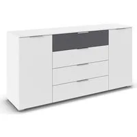 OTTO home Kombikommode Kommode Sideboard Schubladenkommode Schlafzimmerkommode ASTANA (Breite 160 cm / Höhe 81 cm, mit 4 Einlegeböden), 2-türig, 4 geräumige Schubladen, Kantengriff Alufarben MADE IN GERMANY