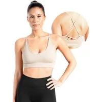 Smilodox Sport-BH Cetrina, Seamless Sport Bra eleganter Rückenausschnitt Fitness Push-Up BH V-Ausschnitt ohne Bügel Atmungsaktiv Bustier Yoga Alltag