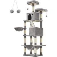 FEANDREA Kratzbaum, Katzenbaum, 168/206 cm(H), mehrstöckig für große Katzen, Kippschutz