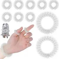 FELIXLEO Shiatsu-Akupressurgerät Akupressur Ringe, Silber Massageringe fürFinger und Handgelenk, 12-tlg.