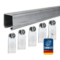 ATTAS Schiebetür Schiebetürsystem mit Laufschienen, Rollen für Schiebetüren & Tore (Set, inkl. Laufwagen), Schiebetür Beschlag