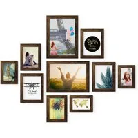 PHOTOLINI Bilderrahmen 10er Set breite Rahmen in verschiedenen Formaten für Einzelbilder, für 10 Bilder (10er Set), MDF Holz, Acrylglas & Zubehör, Formate 10x15 bis A4 / 21x30 cm