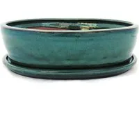 Exotenherz Pflanzschale Bonsai-Schale mit Unterteller Gr. 4 - Grün oval - Modell O7 - L 26cm (1 St)