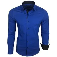 Baxboy Langarmhemd Baxboy Herren Kontrast Hemden Business Freizeit modernes Hemd B-500