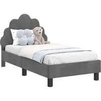 vidaXL Bett Kinderbettgestell mit Kopfteil Dunkelgrau 70 x 140 cm Samt (1-tlg)