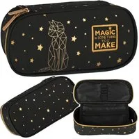 Starpak Federtasche Starpak Federmäppchen Tube, stabil, schwarz mit goldenen Katzen