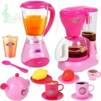 Greyghost Kinder-Küchenset Kinderküche Zubehör Set mit Mixer und Kaffeemaschine, (Kinderküche Zubehör Set mit Mixer Kaffeemaschine und Spielgeschirr, 11-tlg., Spielküche Zubehör mit Mixer Kaffeemaschine Tassen Obst für Kinder), Rollenspiel Zubehör fü