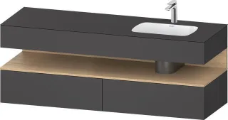 Duravit Qatego Einbauwaschtisch mit Konsolenwaschtischunterbau Graphit Matt 1600x550x600 mm - QA4796 QA4796030490000