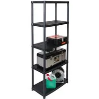 Kreher Standregal Haushaltsregal "PLATIN" 15 Zoll (Schwarz) mit 5 Böden
