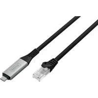 USB-C 3.2 Gen1 > RJ-45 Ethernet Kabel, 1Gbit/s, Adapter schwarz, 10 Meter, 10/100/1.000Mbit/s