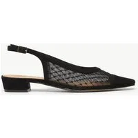 comma Pantoletten Sandale Slingback-Ballerinas aus Veloursleder und Mesh