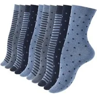 Vincent Creation® Socken Damen Socken Streifen & Punkte (10-Paar) in angenehmer Baumwollqualität