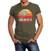 Neverless Print-Shirt Herren T-Shirt Hawaii Palme Tropical Summer Retro Slim Fit Baumwolle mit Print