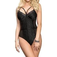 HO-Ersoka Body Damen Body aus Tüll und Spitze elegant sexy schwarz