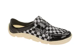 Eject 16161/1.002 FLIGHT Damen Slipper Schwarz-Wei? Lackleder Normalweite