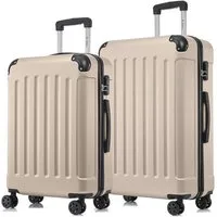 YONSLY Trolleyset Hartschalen-Reisekoffer Rollkoffer Trolley Gepäckset aus ABS, 4 Rollen, (Reiseset, 2 tlg., Größen L&XL), mit 360° Doppelrollen, Zahlenschloss und ergonomischem Gummigriff