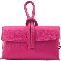 FLORENCE Umhängetasche Florence Clutch Echtleder Tasche fuchsia (Abendtasche), Damen Abendtasche, Umhängetasche Leder, fuchsia, pink ca. 23x13cm hoch
