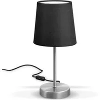 B.K.Licht Tischleuchte, ohne Leuchtmittel, LED Nachttischlampe mit Schalter E14 IP20 Stoff taupe matt-nickel