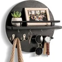 BlingBin Schlüsselbrett Eingangs-Schlüsselregal für die Wand, dekorativ, mit Regal und Haken, (1er Set, 1 St., 32 cm L x 32 cm B x 10 cm H), Post-Organizer, Wandhalterung, kreisförmiges Design für die Wand
