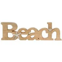 Posiwio Deko-Schriftzug Schriftzug STARFISH BEACH braun silber aus Holz mit Seesternen Strandh