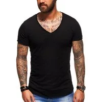 behype T-Shirt für Herren mit V-Ausschnitt aus 100% Baumwolle V-Neck Shirt Kurzarmshirt für Männer