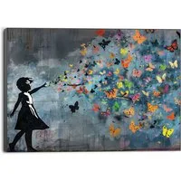 Reinders! Wandbild Streetart-Schmetterlinge, Hobbyraum - Inspiriert von Banksy - Mehrfarbig - MDF - 140x100 cm