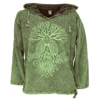 Guru-Shop Hemd & Shirt Yoga Kapuzenshirt, Stonewash Hoodie, Festival.. Hippie, Ethno Style, alternative Bekleidung