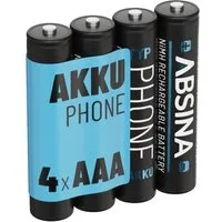 ABSINA Akku AAA für Telefon 800 mAh - 4x NiMH Telefonakkus Akkus Batterien Akku 800 mAh (1.2 V)
