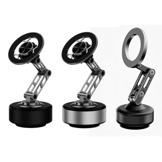 360 Magnetic Phone Holder Strong Suction Dual Vacuum Mount 360 Rotation Universal Fit Aluminum Alloy Type-C Rechargeable