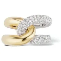 ROUGEMONT Silberring Massiver Bicolor Trend Damen Ring 925 Sterling Silber 18 K Gold, Wasserfest