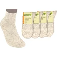Die Sockenbude Kurzsocken LEINEN (Bund, 4-Paar, beige melange) Baumwolle mit Leinen