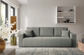 Sofa 3-Sitzer mit Schlaffunktion AUGUSTO in Stoff Wind Grau