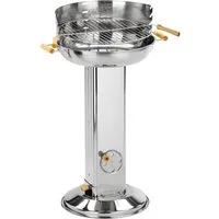 Rungassi Grillschale XXL Säulengrill Edelstahl Holzkohlegrill Grill Ø38cm, H 83cm