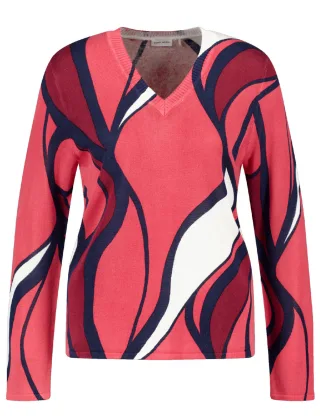 GERRY WEBER Collection - Pullover blau/rot - Gr. - 42