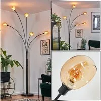 hofstein Stehlampe Stehlampe aus Metall in Schwarz/Bernstein im Retro/Vintage-Design, verstellbare Stehleuchte mit Marmorfuß und Schalter am Gehäuse, E14
