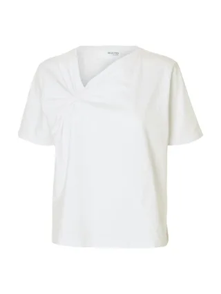 selected men - T-shirt - SLFMILA TWISTED weiß - Gr. - XS
